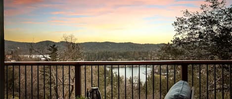 Magnificent Lake and Mountain views from one of a kind cabin. 