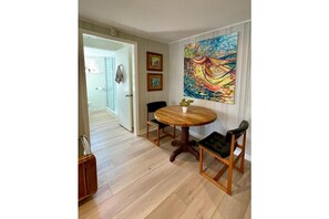 Dining nook/desk- we also have two additional stools for seating for 4.  