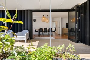 Living areas opening to patio 