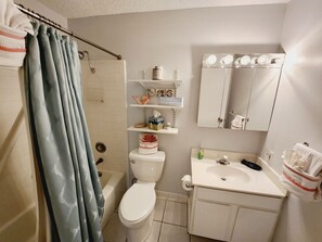 Hall bathroom with tub/shower combo