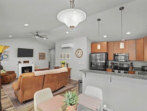 Living Area, Dining Table and Kitchen