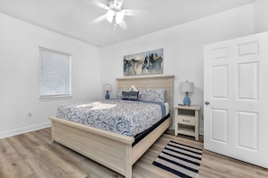 King size bed in the master bedroom.