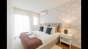 The bedroom counts with an AC unit and a comfortable double bed for restful nights #sleep #comfort