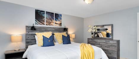 Enjoy the ultimate sleep in our beautiful, luscious, charming Master Bedroom!