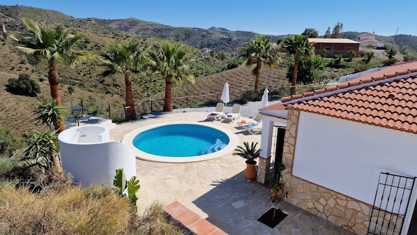 A Birds Eye view of the pool terrace.