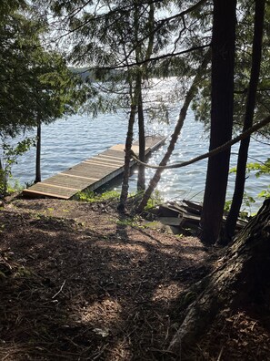 Private dock steps from cottage. Swim, Fish, Fresh Clean Lake. 