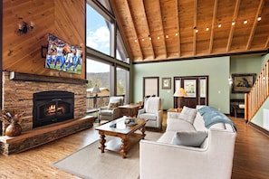 Living Room with Gas Fireplace and Smart TV