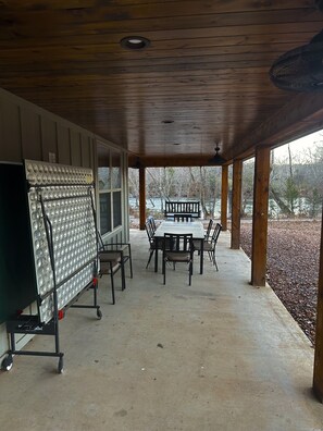 Table, Ping Pong Table, Porch Swing Looking at the River