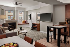 Living, dining areas