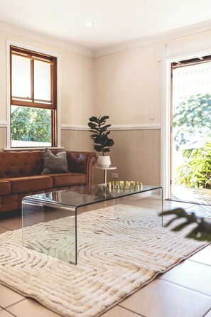 This brand new fit-out is comfortable and stylish.  It is set up for 4 guests to enjoy in comfort. 