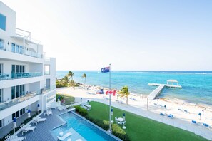 Elevated ocean views from the balcony. 