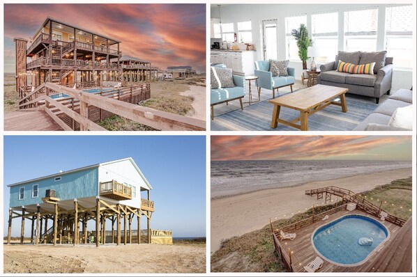 The two houses and two pools are separated by a 3-minute walk on the beach.