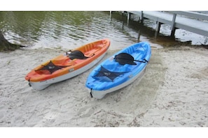 Two Pelican kayaks are there for you to enjoy (good upper body exercise).  