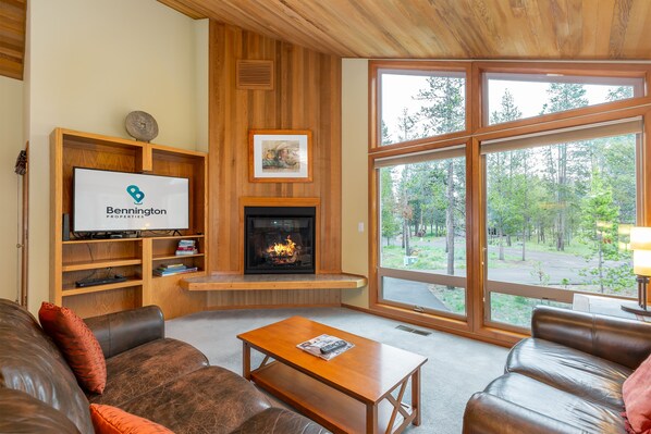 Living Room with TV and Fireplace