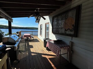 Covered portion of the deck, grill out of the sun or rain!