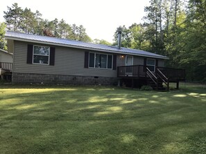 The deck and front entrance with keyless entry.