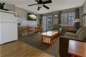 The cozy living room is a great place to rest and unwind after an adventurous day!