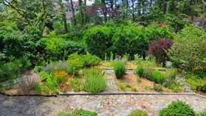 Front deck looks out over the beautiful garden