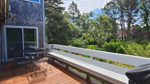 Front deck gas grill and awning