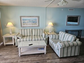 Living Room With Oceanfront Balcony