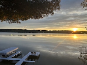 Large dock w/ 10'x24' boat slip and JetSki hoist makes accessing water toys easy