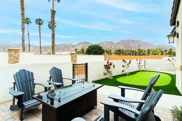 A spacious outdoor patio