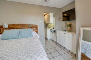 Studio | Sleeping Area | Main Level | Full Bed | Linens Provided