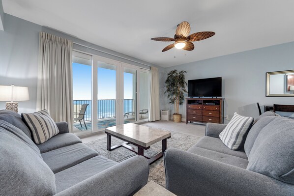 Laketown Wharf 1416 Living Area with Gulf Views