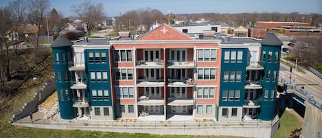 Your condo is in this building on the river and near everything