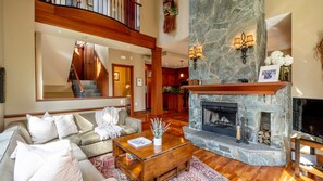 Living Room With Wood Burning Fireplace