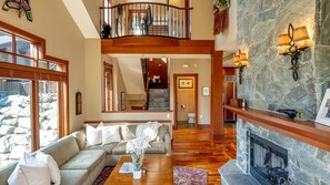 Living Room With Wood Burning Fireplace