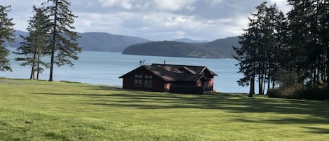 view from sports field to farmhouse