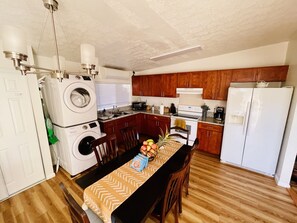 Full Kitchen and Washer and dryer makes very convenient for families. 