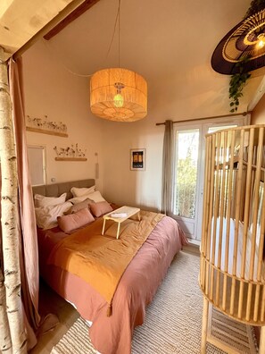appartement loft de 60m2 chambre lit king size vue nature