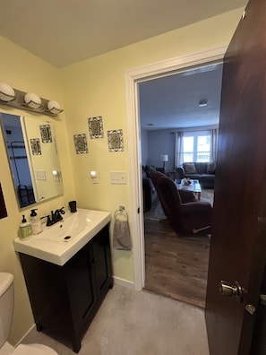 Remodeled bathroom with new shower
