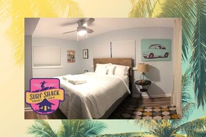 Bedroom with Queen bed and smart television