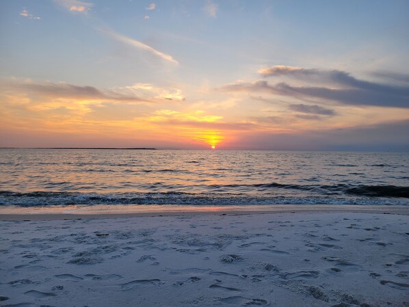 White sand and clear water.  If you like fishing throw out a line.