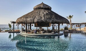 The world famous La Palapa swim-up bar...cliff-side!