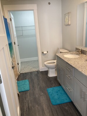 Master on-suite bathroom with shower and double vanity 