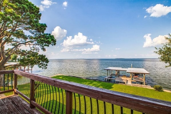 Beautiful Lake view from the second floor porch connecting to the Master Bedroom