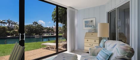 Florida room with canal views