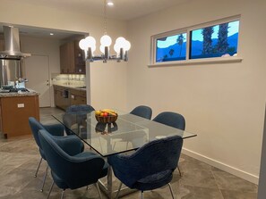 Dining space with mountain views