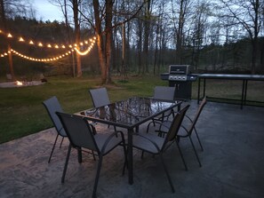 Serving station next to the propane grill!  Cook outdoors :)