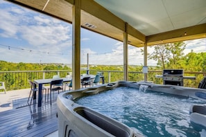 Hot tub off the back deck overlooking the Texas hill country!