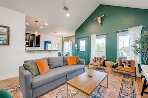 Living room with queen sleeper sofa