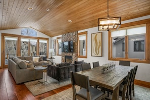 Dining Room & Living Room with Deck in the Background