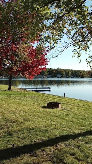 Peaceful lake front, firepit