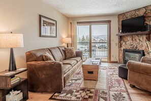 Living Area w/ Fireplace and TV