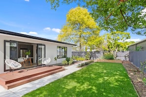 Outdoor seating area and yard