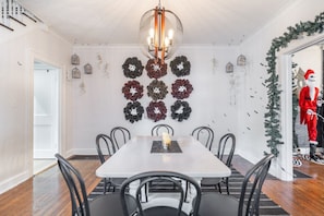 Share a delicious meal and bond with your group at the 8 seat marble table!
